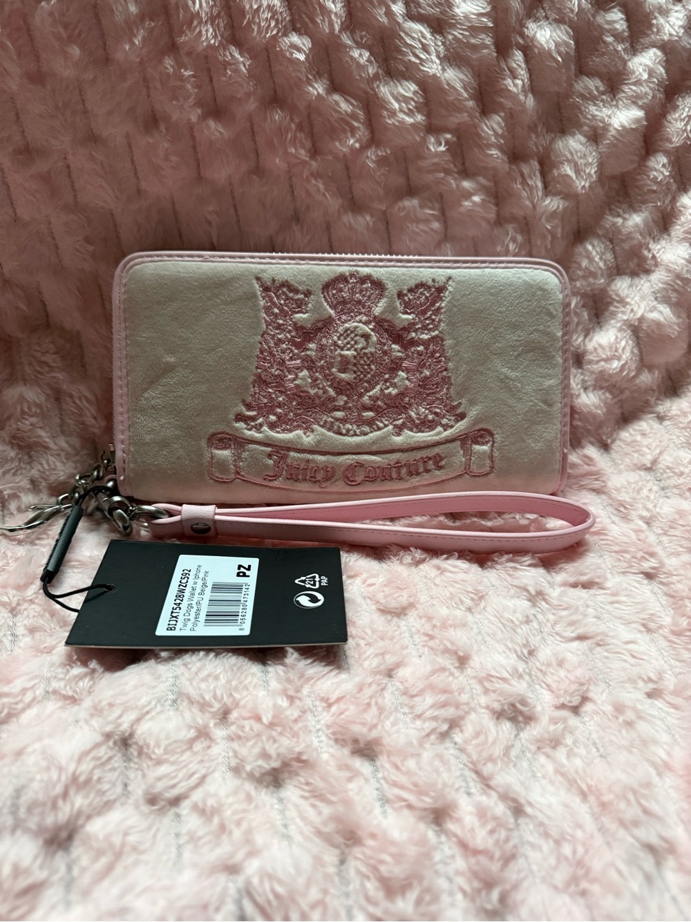 Juicy Couture UK - Twig Dog Pink and Beige - Long Wallet zip with Wristlet! NWT!